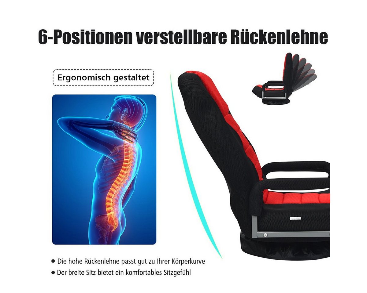 COSTWAY Relaxsessel, Bodensessel mit verstellbarer Rückenlehne,drehbar – Bild 4 von 5