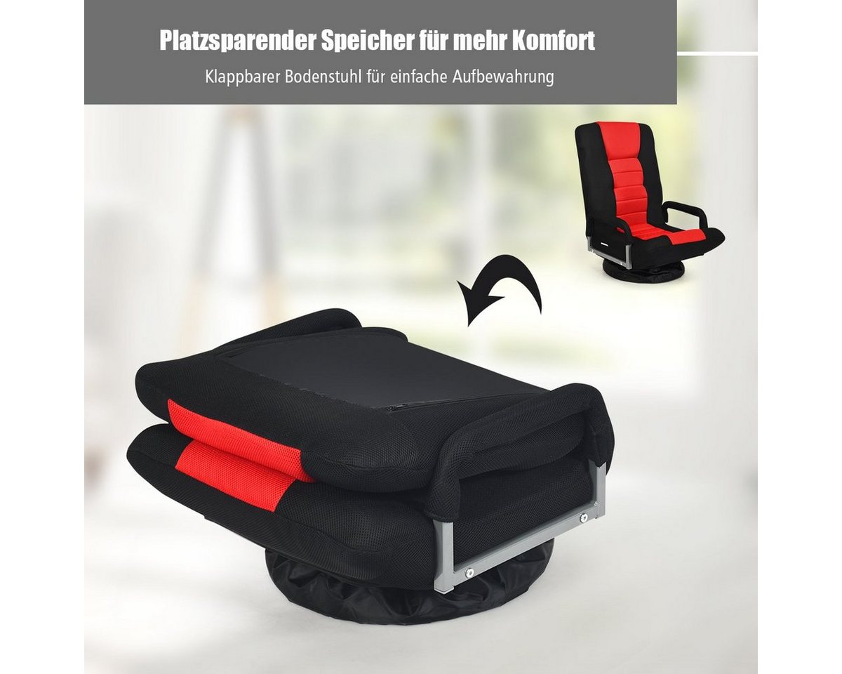COSTWAY Relaxsessel, Bodensessel mit verstellbarer Rückenlehne,drehbar – Bild 5 von 5