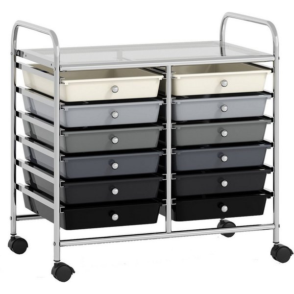 COSTWAY Rollcontainer, mit Schubladen Kunststoff, Rollwagen mit Rollen