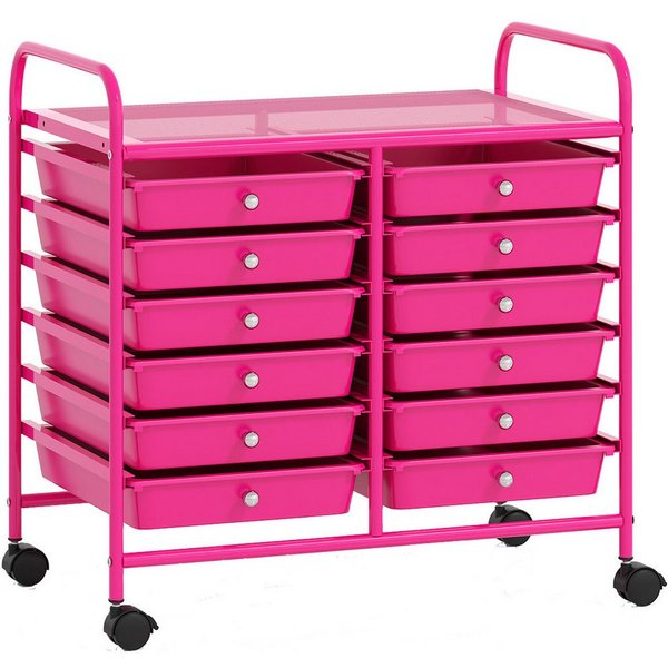 COSTWAY Rollcontainer, mit Schubladen Kunststoff, Rollwagen mit Rollen