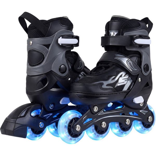 COSTWAY Rollschuhe, 4 Größen verstellbar, Inliner mit leuchtenden Rädern