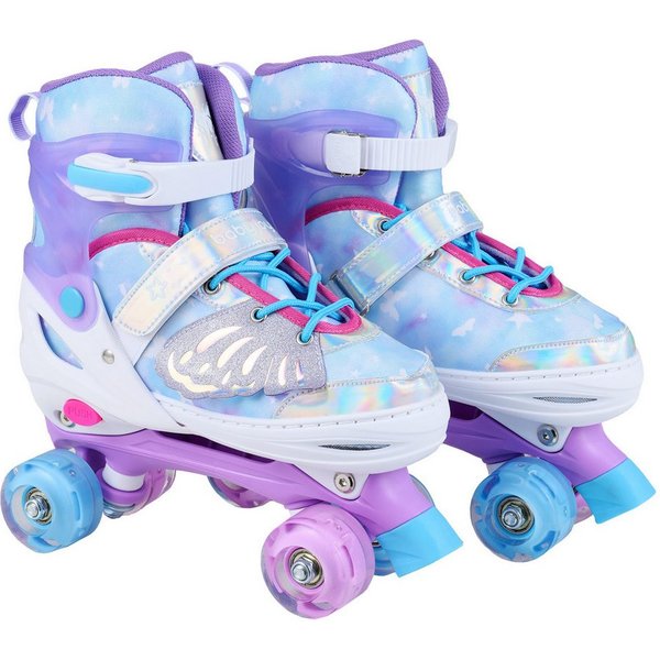 COSTWAY Rollschuhe, Verstellbar Kinderrollschuhe mit 4 leuchtenden Rädern