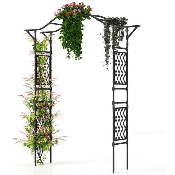 COSTWAY Rosenbogen, 1 St., Gartenbogen Metall, Rosengitter Rankhilfe, 210 cm