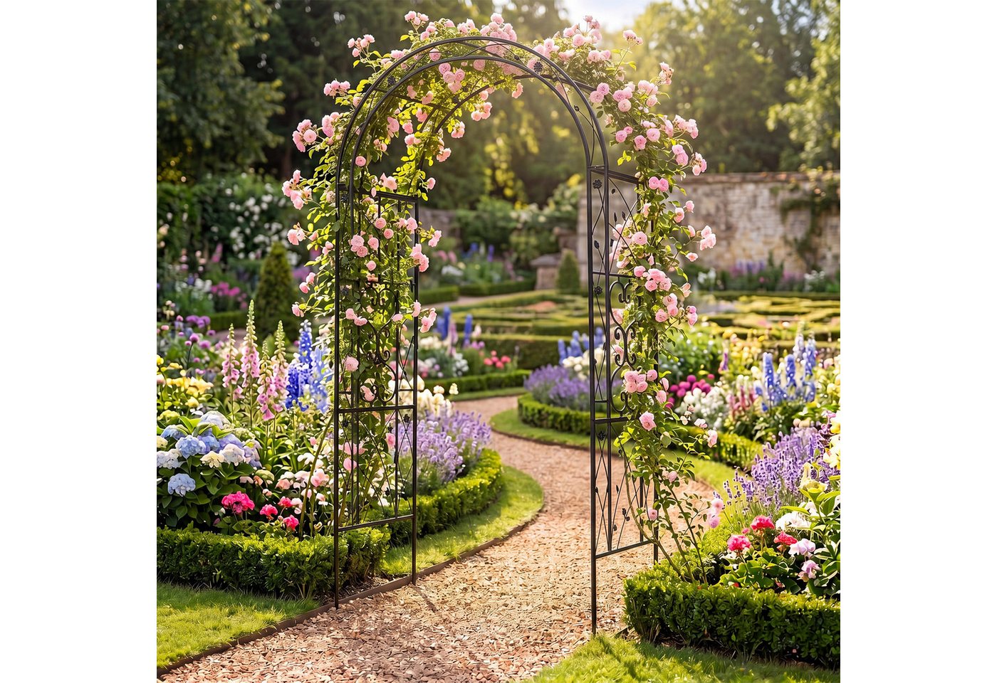 COSTWAY Rosenbogen, Gartenbogen aus Metall stabil, rankbogen cortenstahl – Bild 2 von 5