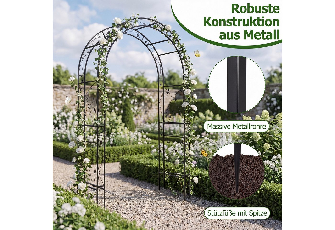 COSTWAY Rosenbogen, Gartenbogen aus Metall stabil, rankbogen cortenstahl – Bild 5 von 5