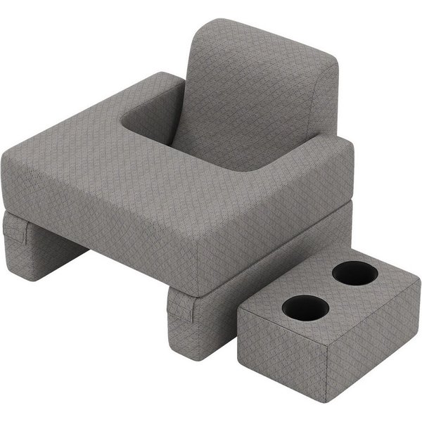 COSTWAY Rückenkissen, 3-tlg., Lesekissen für Bett und Sofa, Keilkissen-Set Grau