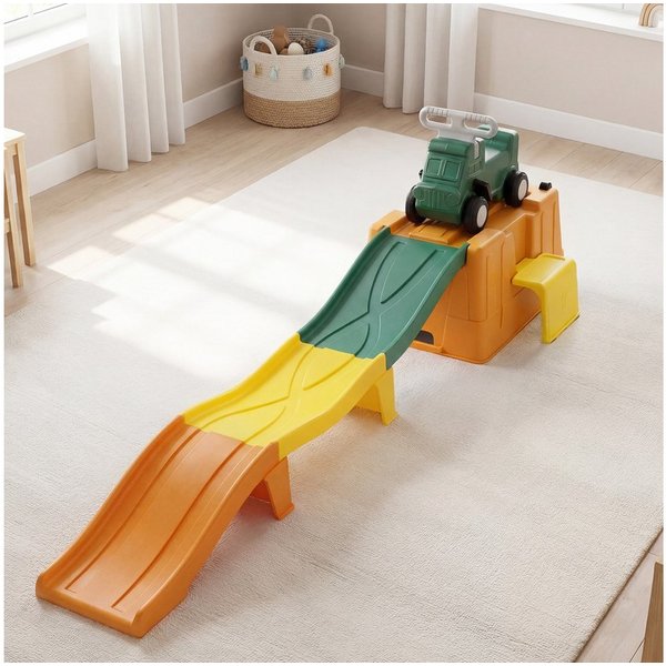 COSTWAY Rutscher, Up & Down Roller Coaster mit Rutschauto & Aufbewahrungsbox