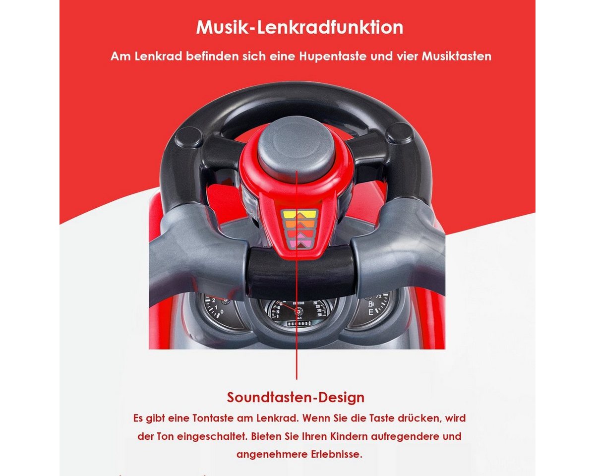COSTWAY Rutscherauto 3 in 1 Schiebeauto, mit Schiebgriff & Stauraum – Bild 5 von 5