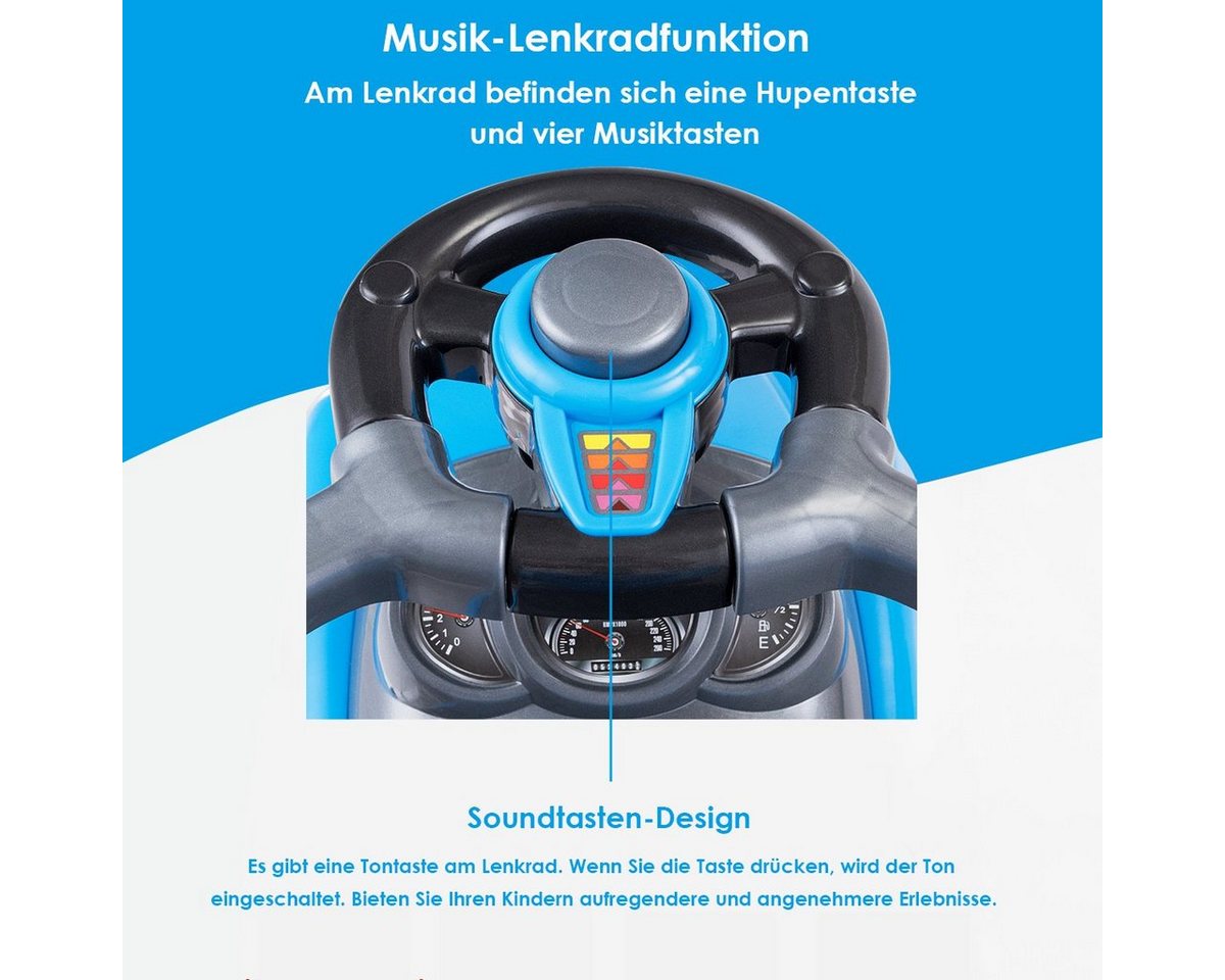 COSTWAY Rutscherauto 3 in 1 Schiebeauto, mit Schiebgriff & Stauraum – Bild 3 von 5