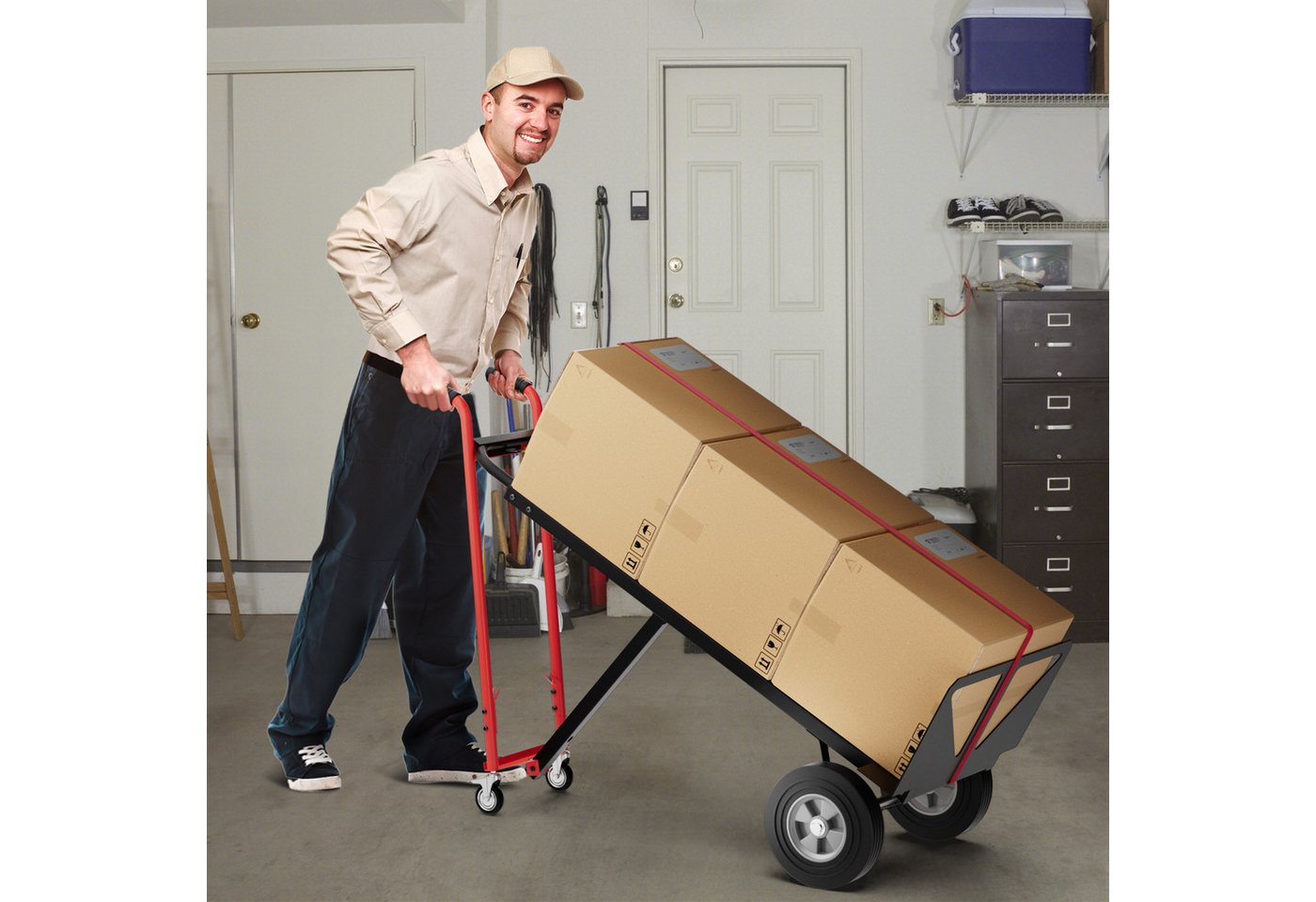 COSTWAY Sackkarre, 3in1 wandelbar, Transportkarre bis 360kg/450kg belastbar – Bild 2 von 5