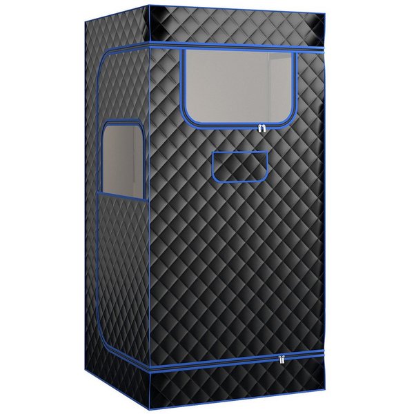 COSTWAY Sauna Dampfsauna Heimsauna, mit Dampfgenerator, Fernbedienung, Fußmassagegerät & Klappstuhl