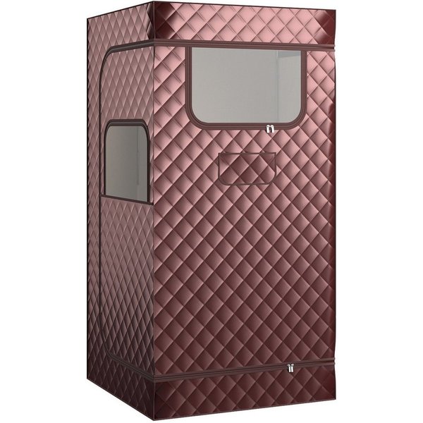 COSTWAY Sauna Dampfsauna Heimsauna, mit Dampfgenerator, Fernbedienung, Fußmassagegerät & Klappstuhl