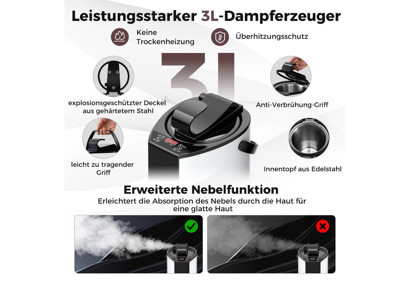COSTWAY Sauna Dampfsauna Heimsauna, mit Dampfgenerator, Fernbedienung, Fußmassagegerät & Klappstuhl – Bild 2 von 5