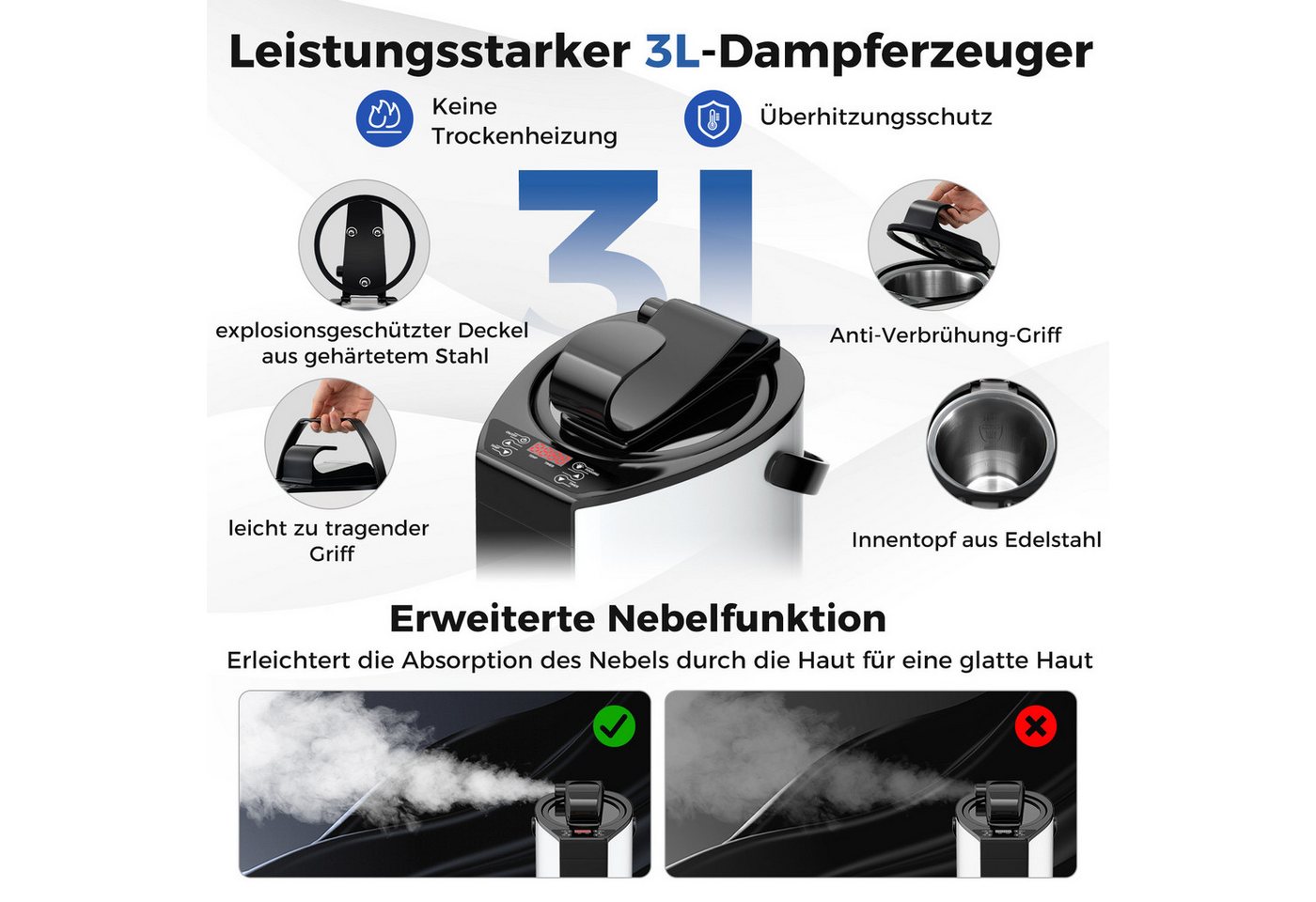 COSTWAY Sauna Dampfsauna Heimsauna, mit Dampfgenerator, Fernbedienung, Fußmassagegerät & Klappstuhl – Bild 2 von 5
