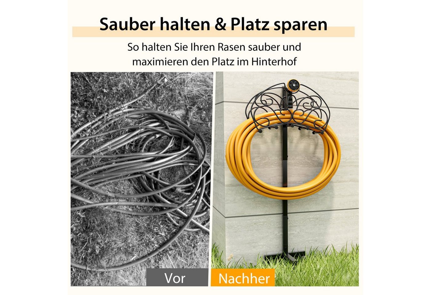 COSTWAY Schlauchhalterung, (freistehend, für 45 m Schlauch) – Bild 2 von 5