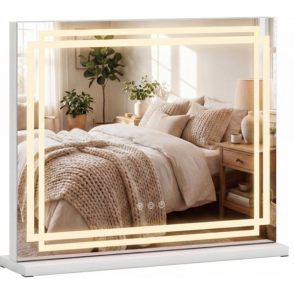 COSTWAY Schminkspiegel (1-St), LED Hollywood Spiegel, mit 3-farbigen dimmbaren Modi, 58x48cm