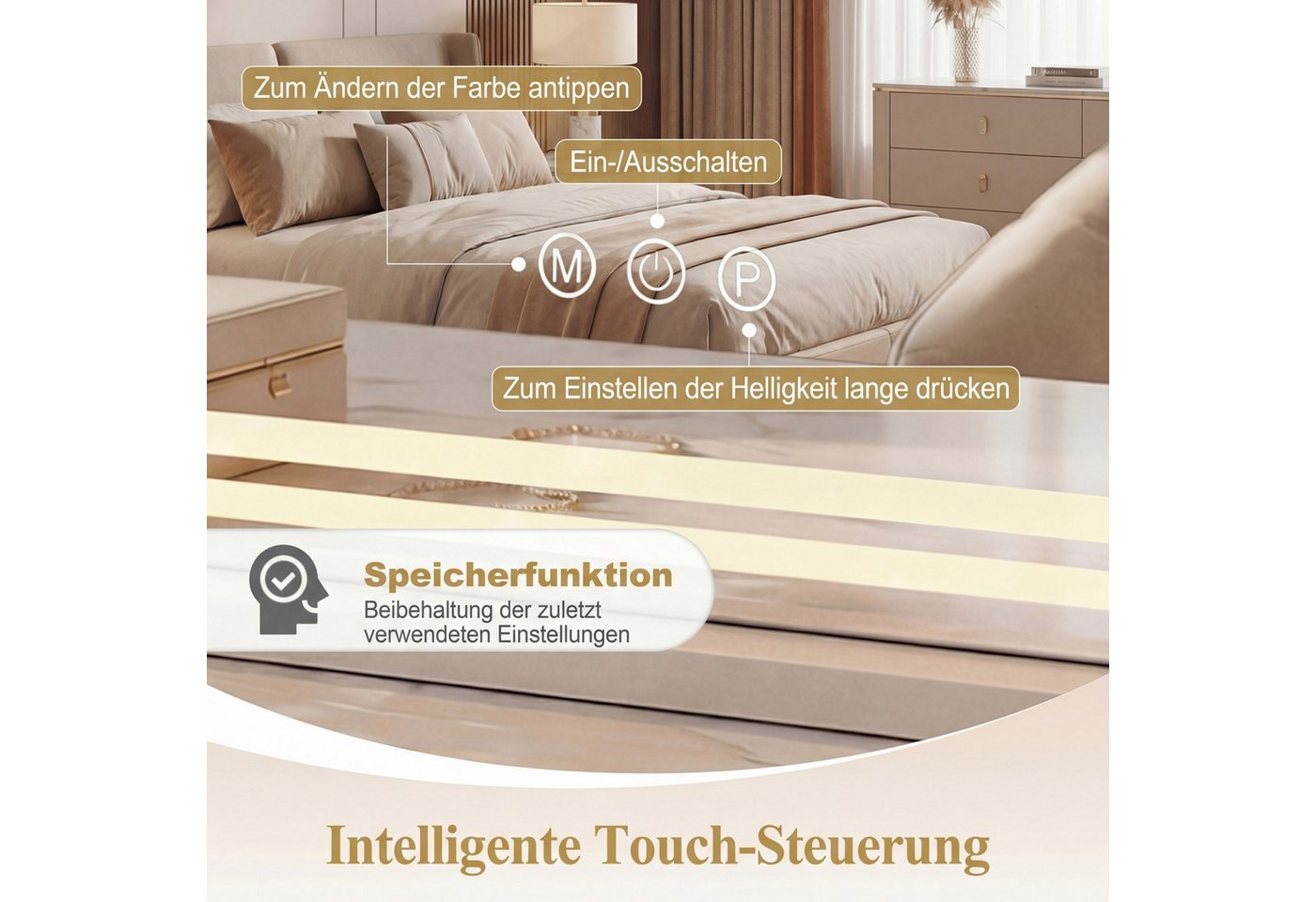 COSTWAY Schminkspiegel (1-St), LED Hollywood Spiegel, mit 3-farbigen dimmbaren Modi, 58x48cm – Bild 4 von 5