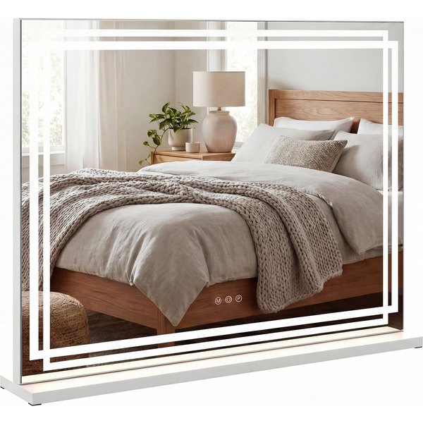 COSTWAY Schminkspiegel (1-St), LED Kosmetikspiegel, Hollywood Spiegel, dimmbar, 80x62cm