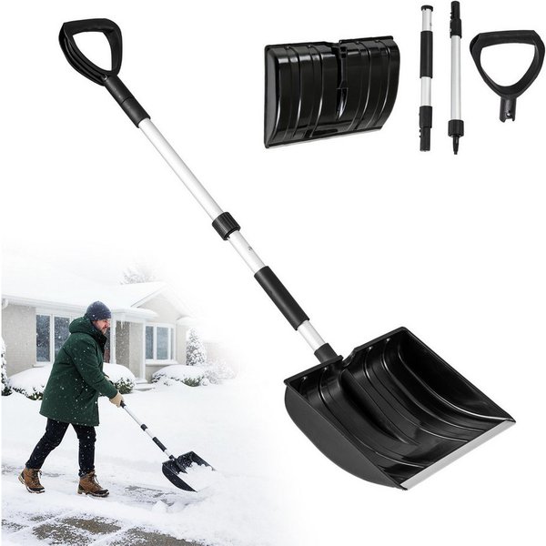 COSTWAY Schneeschieber, 40cm Schneeräumer mit breiter Schaufelblatt