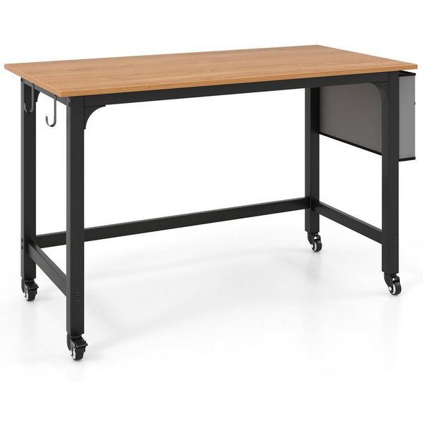 COSTWAY Schreibtisch, mit verdickter 120cm Tischplatte & Rollen, bis 95kg