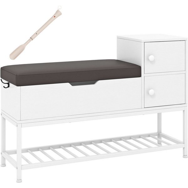COSTWAY Schuhbank, mit Klappdeckel & Sitzkissen Schuhregal 100x30x68cm