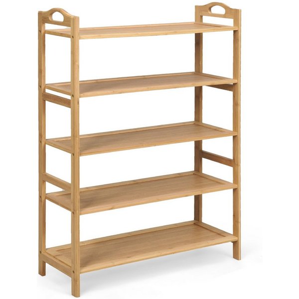 COSTWAY Schuhregal, Bambus Schuhständer für 15 Paar Schuhe 67x26,5x96,5cm