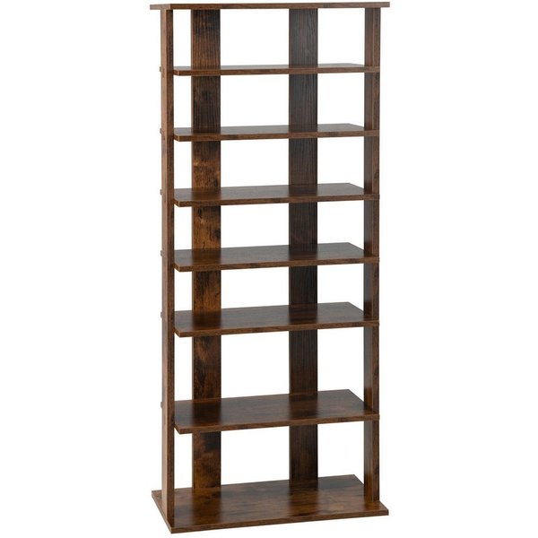 COSTWAY Schuhregal schmal 8 Ebene, mit verstellbaren Regalhöhen, 110cm, Platzsparendes Schuhregal aus Holz