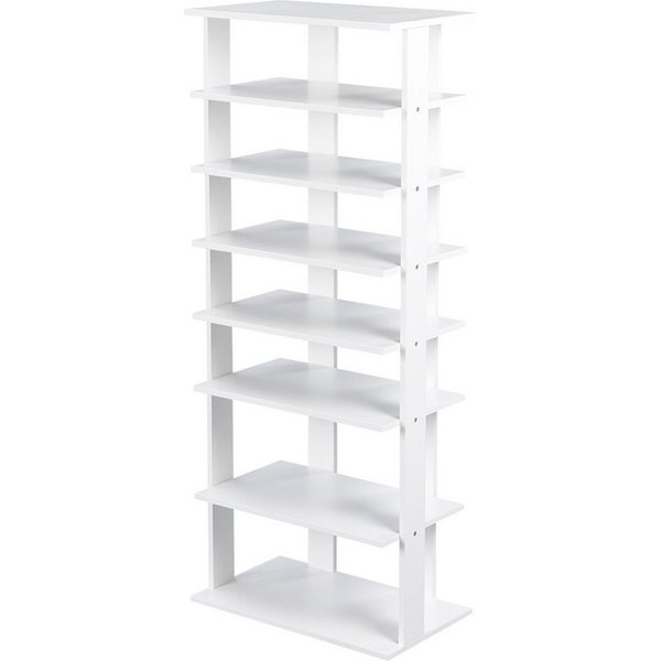 COSTWAY Schuhregal schmal 8 Ebene, mit verstellbaren Regalhöhen, 110cm, Platzsparendes Schuhregal aus Holz