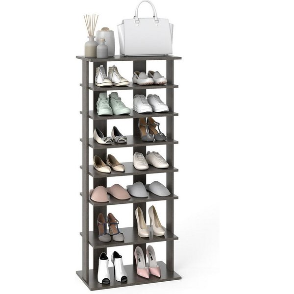 COSTWAY Schuhregal schmal 8 Ebene, mit verstellbaren Regalhöhen, 110cm, Platzsparendes Schuhregal aus Holz
