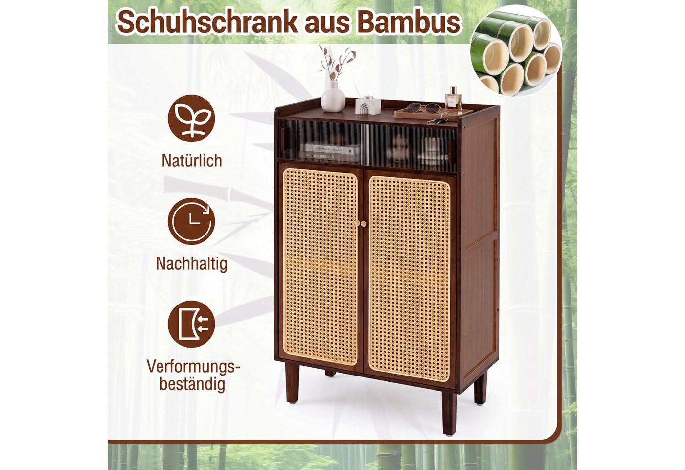 COSTWAY Schuhschrank Schuhkommode fur flur, Schuhregal schmal 67x33x107cm – Bild 2 von 5