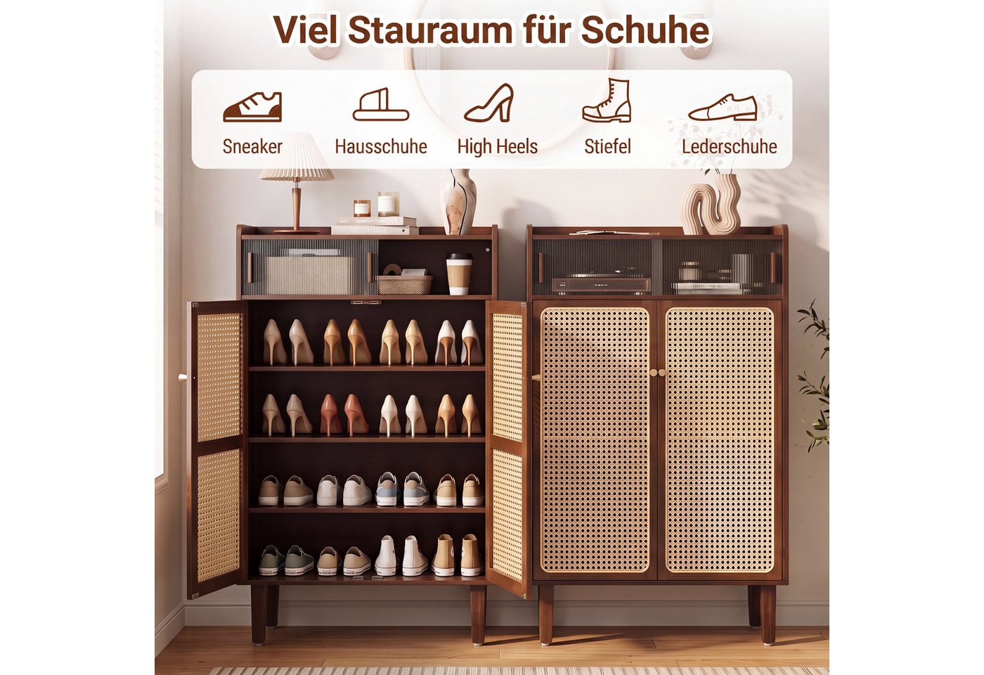 COSTWAY Schuhschrank Schuhkommode fur flur, Schuhregal schmal 67x33x107cm – Bild 5 von 5