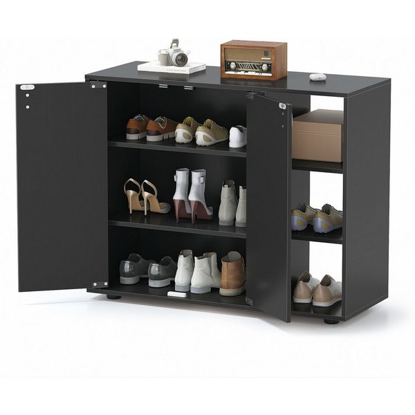 COSTWAY Schuhschrank Schuhregal mit verstellbare Regal, Holz, 12-15 Paar Schuhe