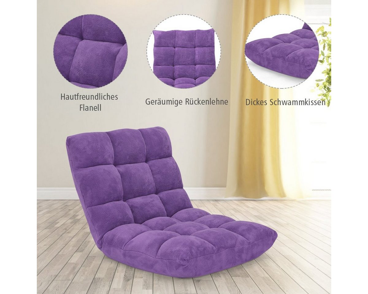 COSTWAY Sessel Bodenstuhl, Fensterstuhl, Bodenkissen, verstellbar – Bild 3 von 5