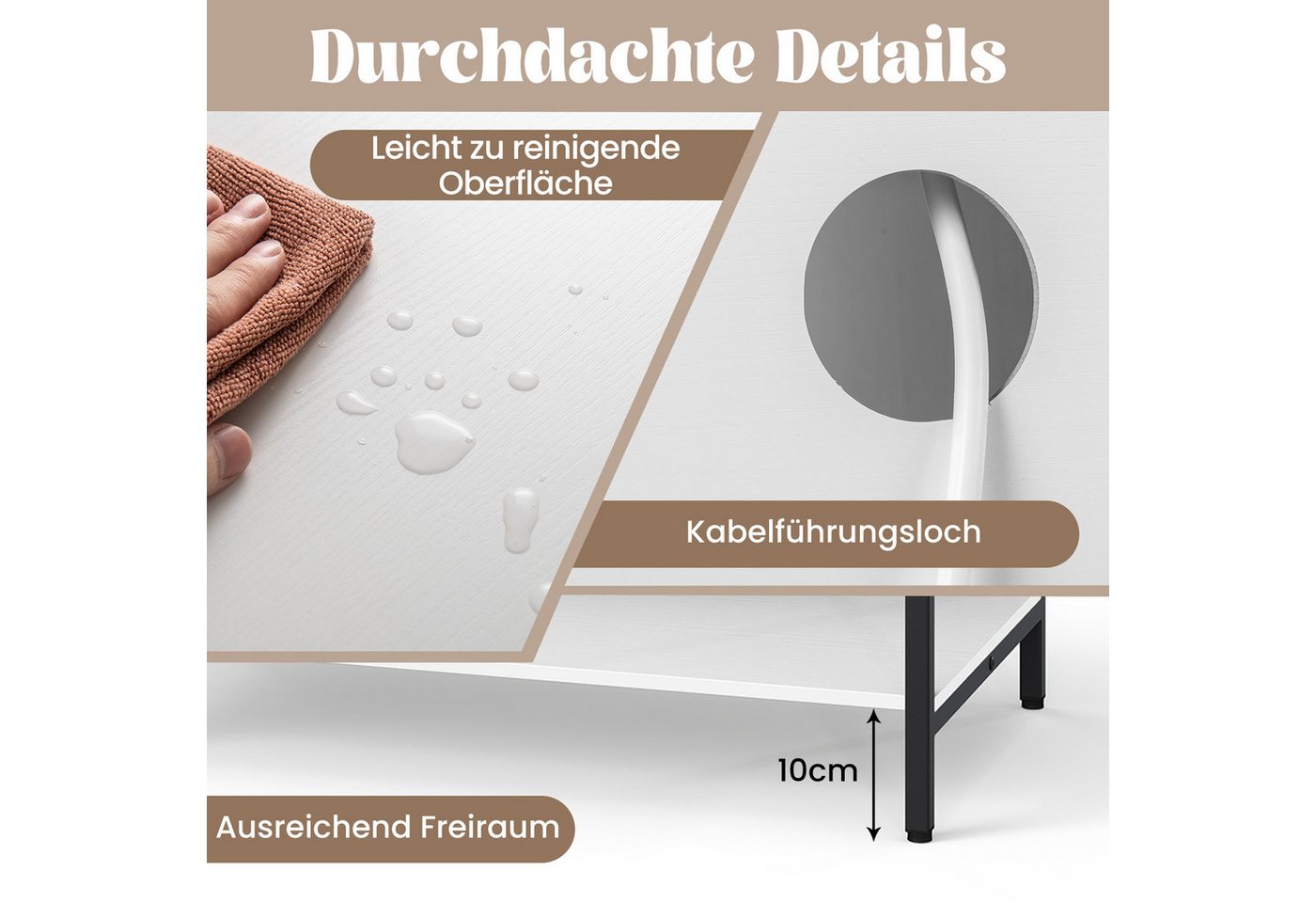 COSTWAY Sideboard, Plattenspielerständer mit Ladestation Beistellschrank – Bild 5 von 5