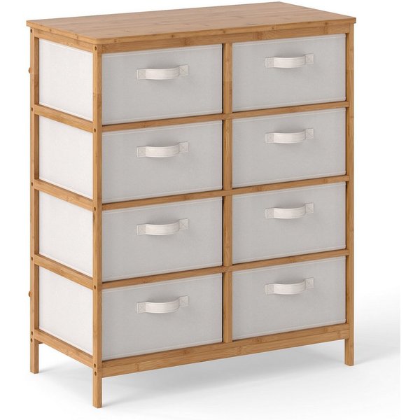 COSTWAY Sideboard, mit 8 abnehmbaren Stoffschubladen Bambus 80x40x94cm