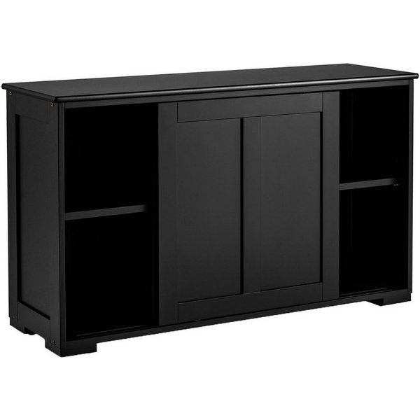 COSTWAY Sideboard, mit Schiebetüren, höhenverstellbarer Ablage, 107x33x60cm