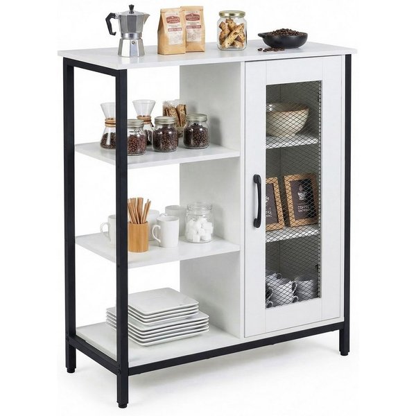 COSTWAY Sideboard Küchenbuffet mit Tür, offenen Ablagen, Anrichteschrank