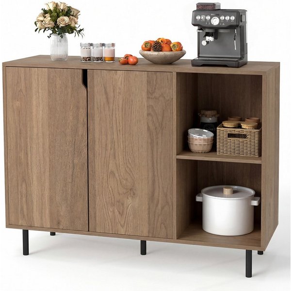 COSTWAY Sideboard Küchenschrank Anrichteschrank, mit verstellbaren Ablagen, 106cm