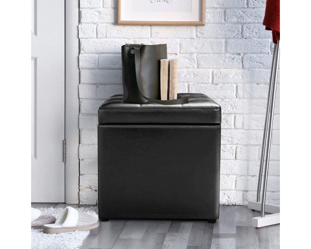 COSTWAY Sitzhocker Sitzwürfel, Stauraum mit Deckel, gepolstert, 300kg, 40x40cm – Bild 5 von 5