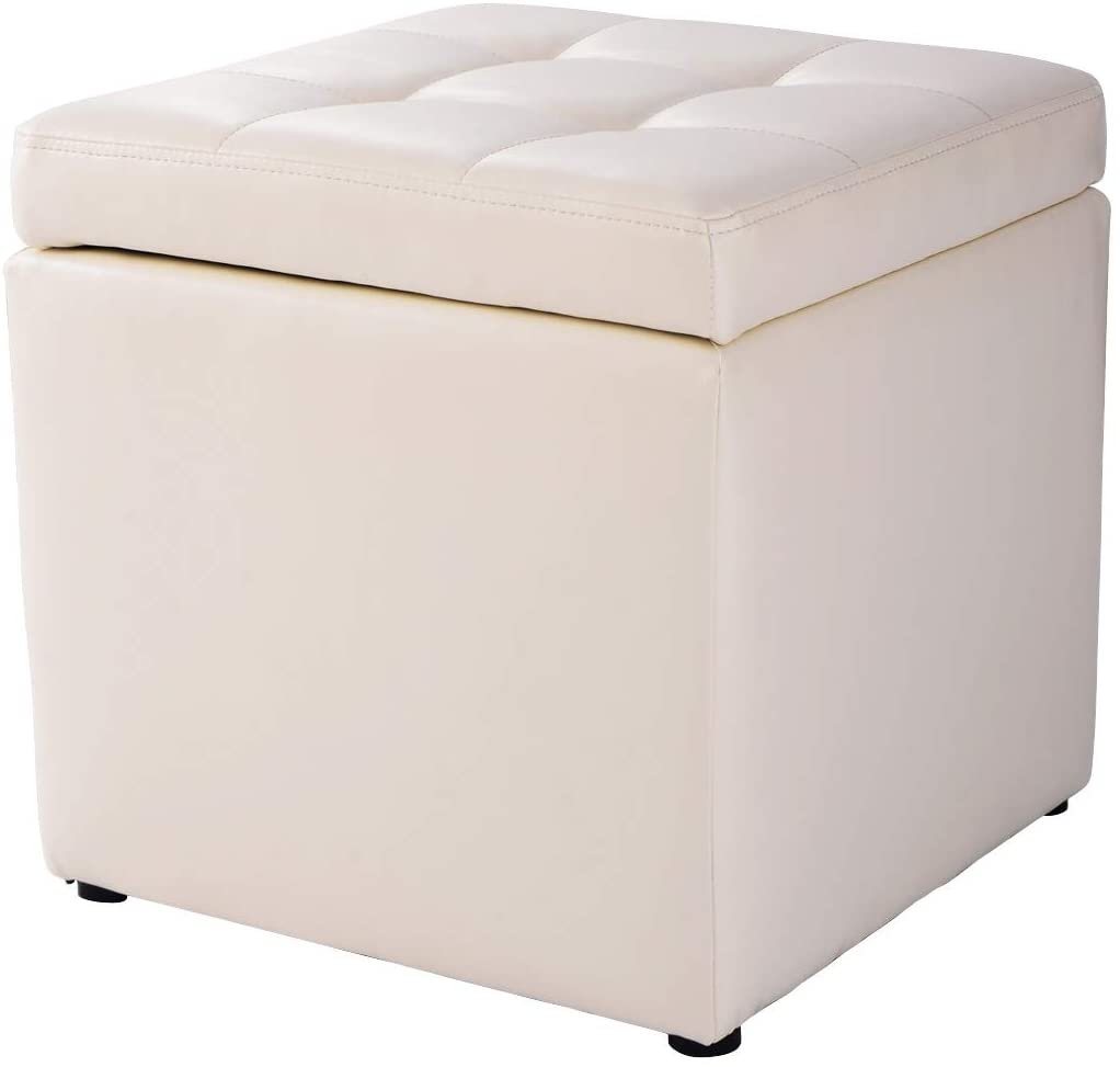 COSTWAY Sitzhocker Sitzwürfel, Stauraum mit Deckel, gepolstert, 300kg, 40x40cm – Bild 2 von 5