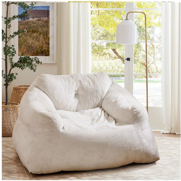 COSTWAY Sitzsack, Sessel, Bodensessel Samt mit rutschfestem Boden