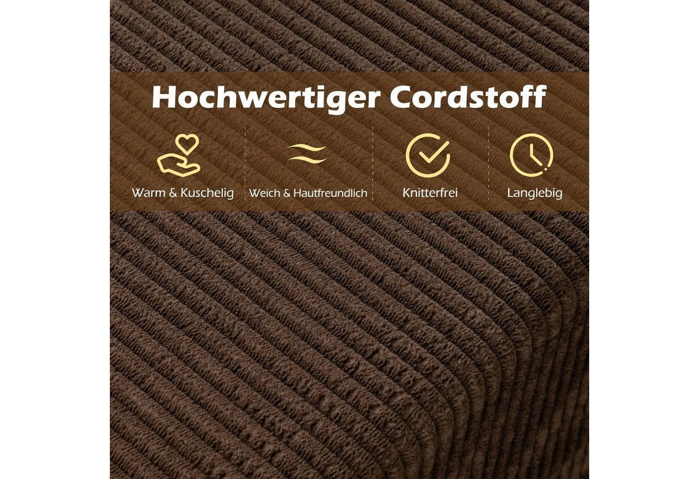 COSTWAY Sofa 3-Sitzer Sofa Cordcouch Bodensofa gepolstert 197cm – Bild 5 von 5