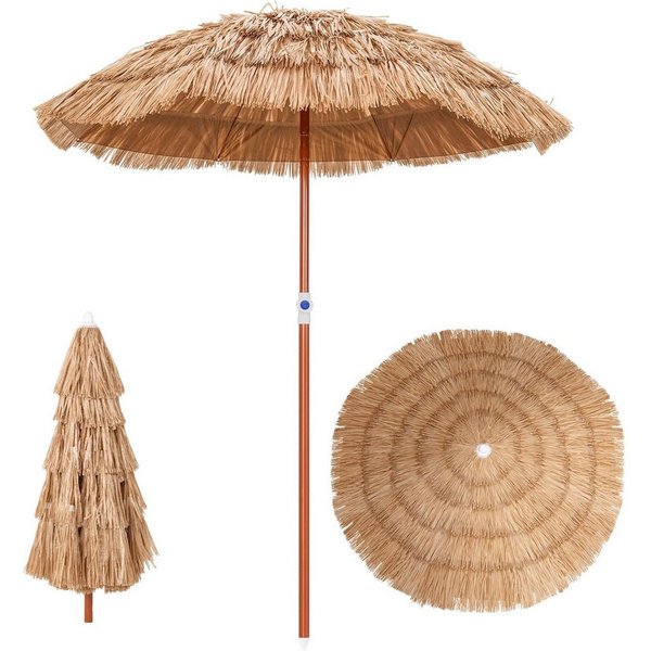 COSTWAY Sonnenschirm, Ø175cm Hawaii Strandschirm höhenverstellbar & neigbar