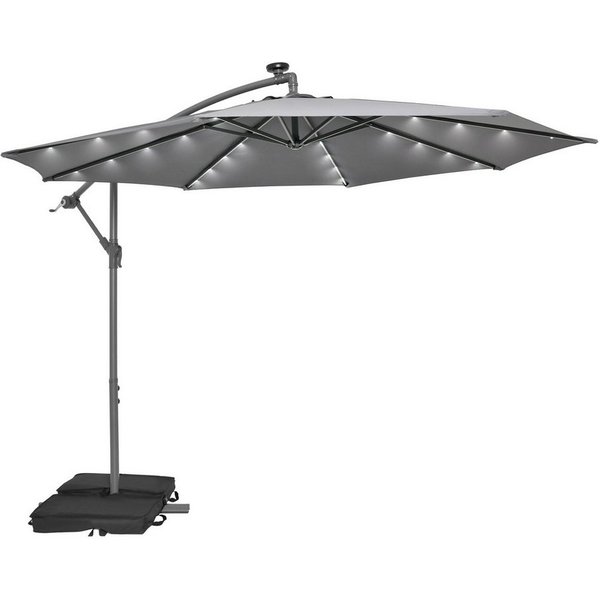 COSTWAY Sonnenschirm Gartenschirm, mit Ständer, 40 Solar LED Leuchten