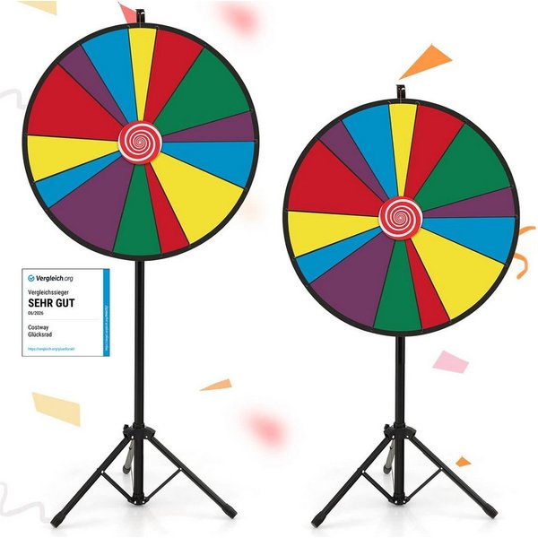 COSTWAY Spiel 30" Glücksrad, höhenverstellbar, mit Ständer