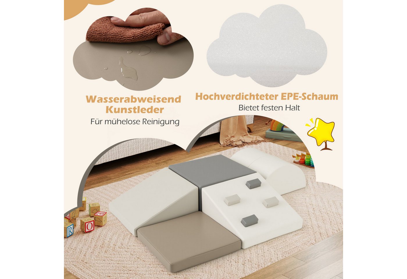 COSTWAY Spielbausteine, (6 St), Kinder Schamstoff Bausteine ab 1 Jahr – Bild 4 von 5