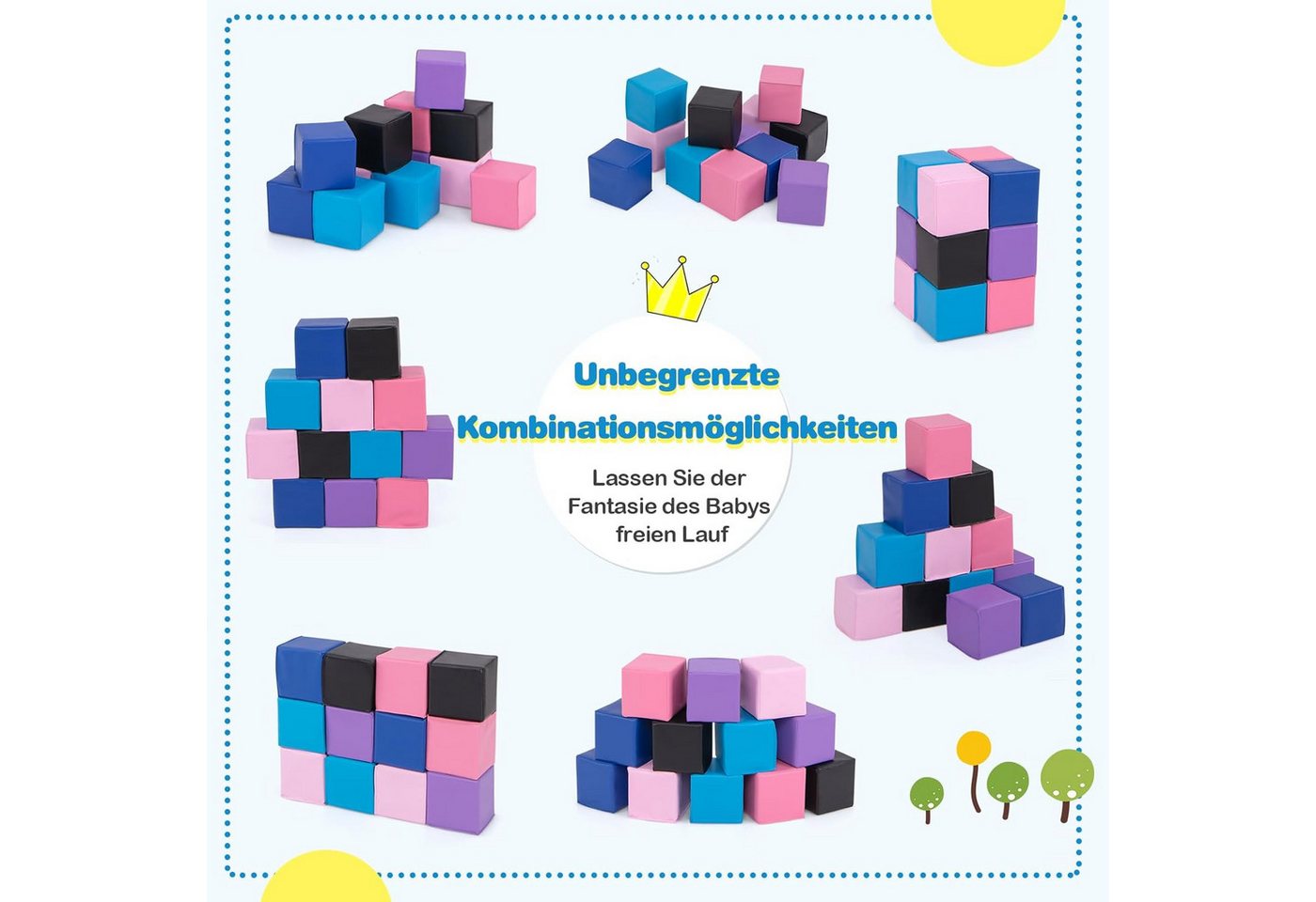 COSTWAY Spielbausteine, (12 St), Schaumstoff Softbausteine für kinder – Bild 2 von 4