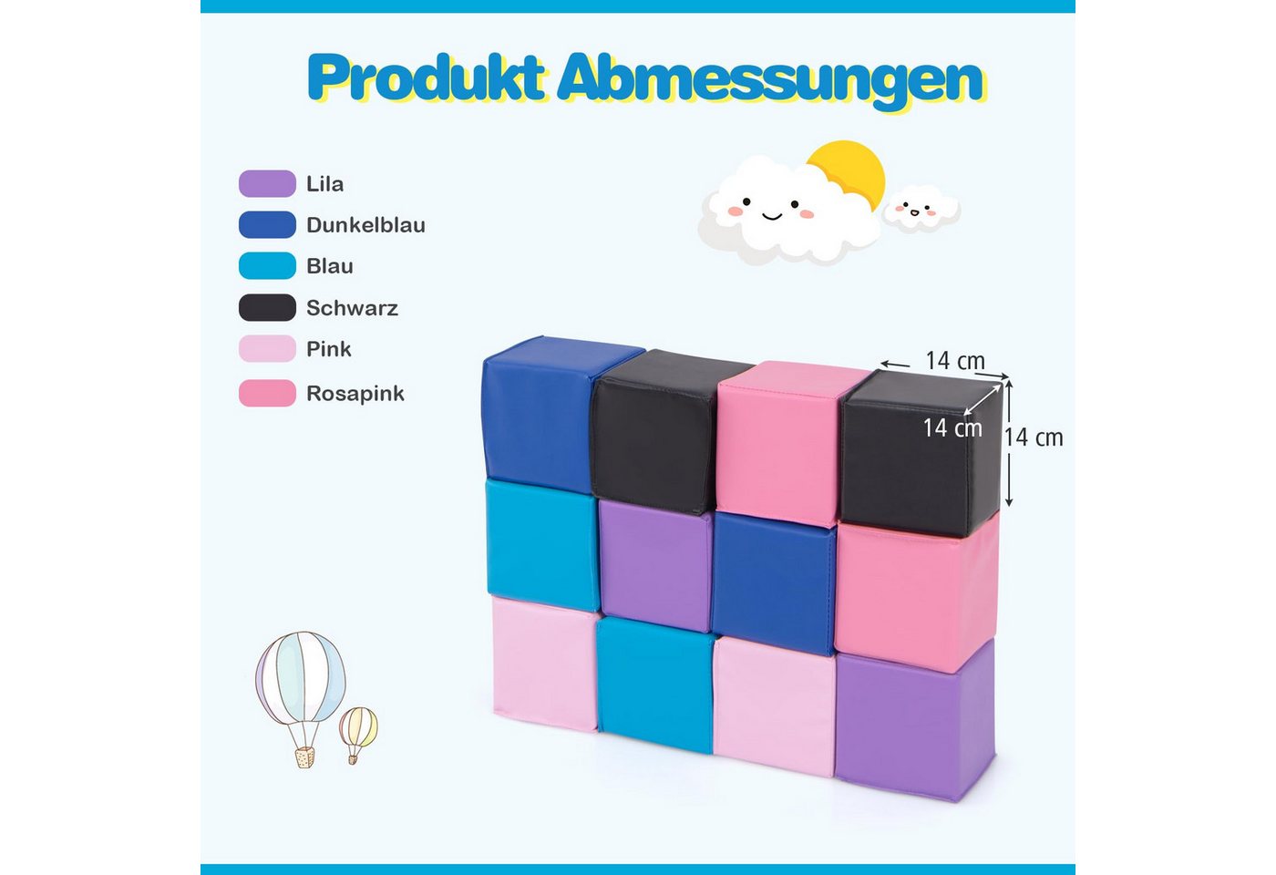 COSTWAY Spielbausteine, (12 St), Schaumstoff Softbausteine für kinder – Bild 4 von 4
