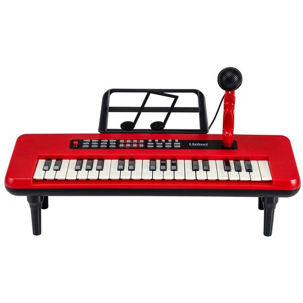 COSTWAY Spielzeug-Musikinstrument, 37-Tasten mit Mikrofon, Notenständer & abnehmbare Beine