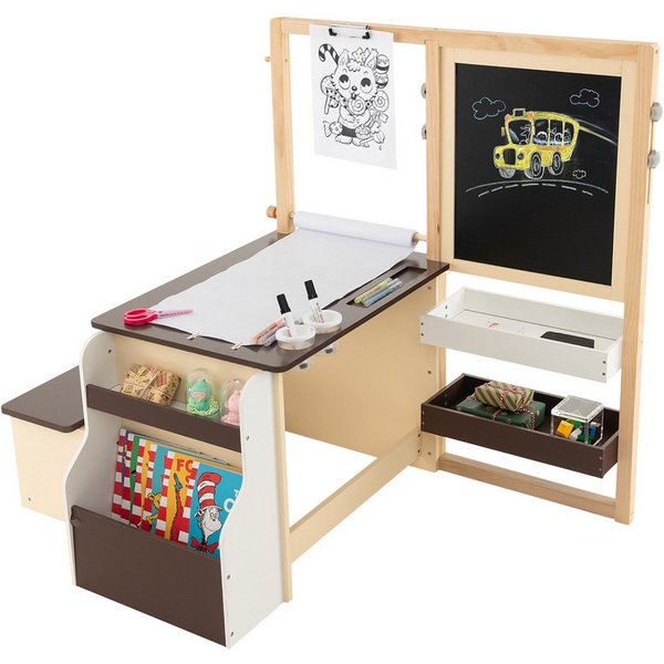 COSTWAY Standtafel 6 in 1 Kinder Staffelei Set, mit Bank